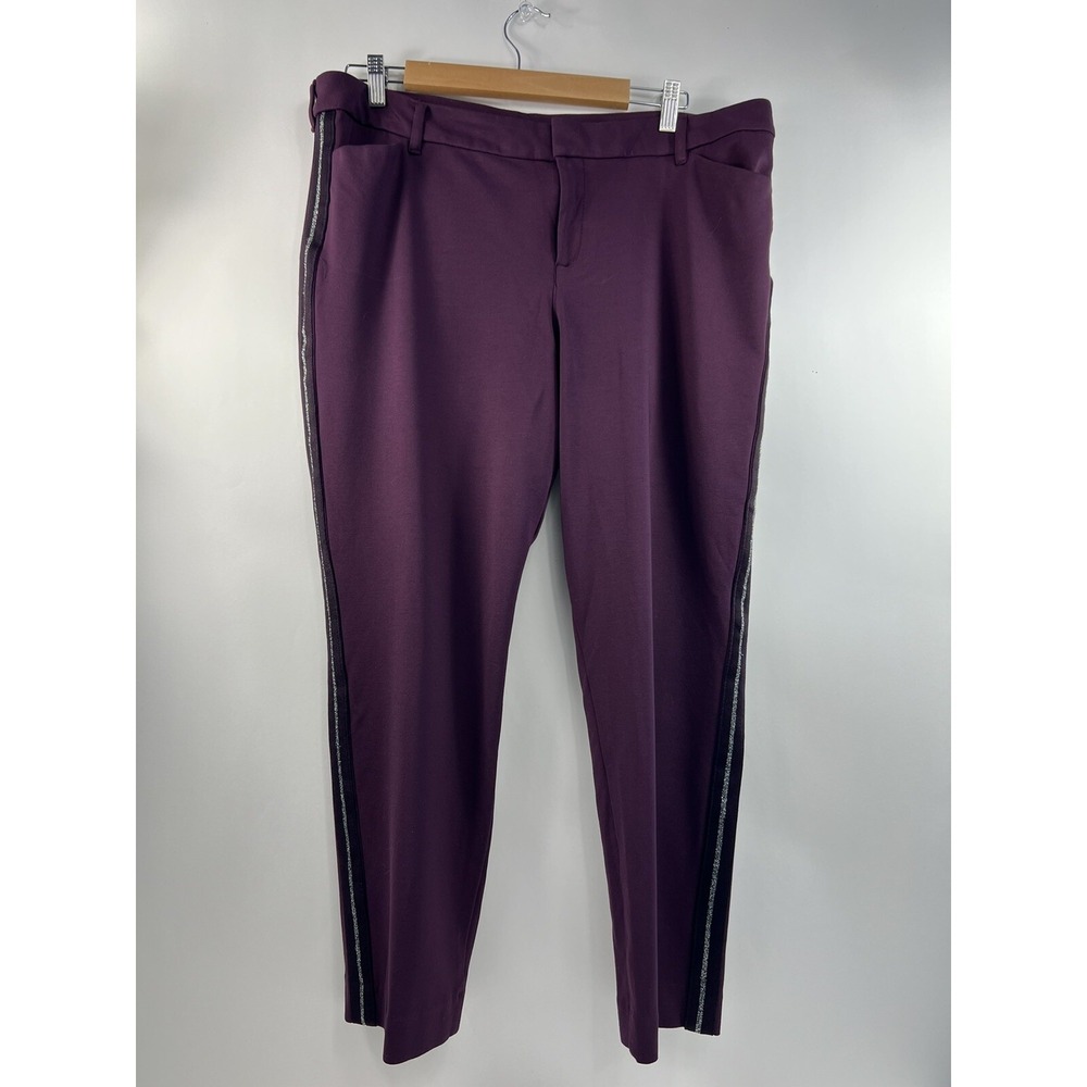 Old Navy Pixie Pants Women's Sz 16 Burgundy Front Pockets Faux Back Side Accents